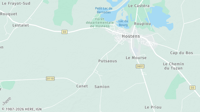 Carte de la zone d'intervention à Hostens