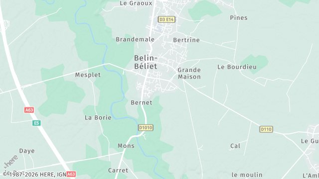 Carte de la zone d'intervention à Belin-Béliet