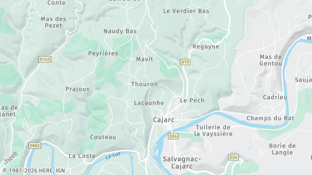 Carte de la zone d'intervention à Cajarc