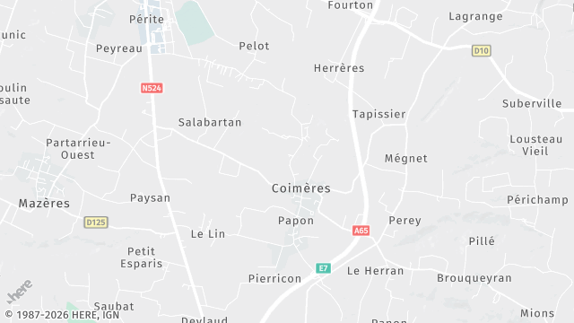 Carte de la zone d'intervention à Coimères