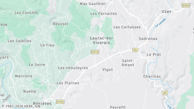 Carte de la zone d'intervention à Laurac-en-Vivarais