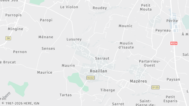 Carte de la zone d'intervention à Roaillan