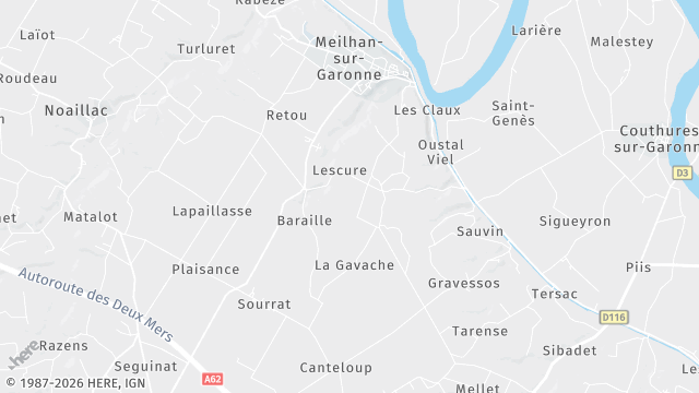 Carte de la zone d'intervention à Meilhan-sur-Garonne