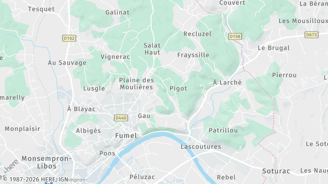 Carte de la zone d'intervention à Fumel