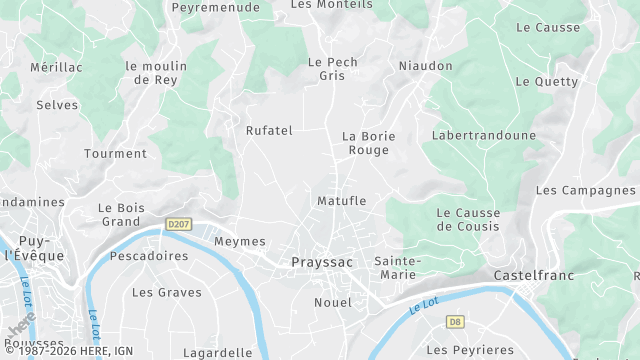 Carte de la zone d'intervention à Prayssac