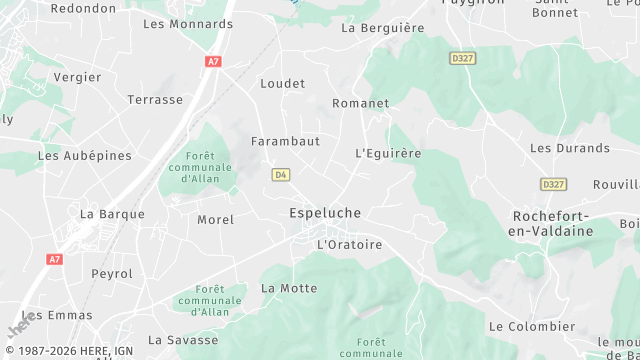 Carte de la zone d'intervention à Espeluche