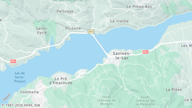 Carte de la zone d'intervention à Savines-le-Lac