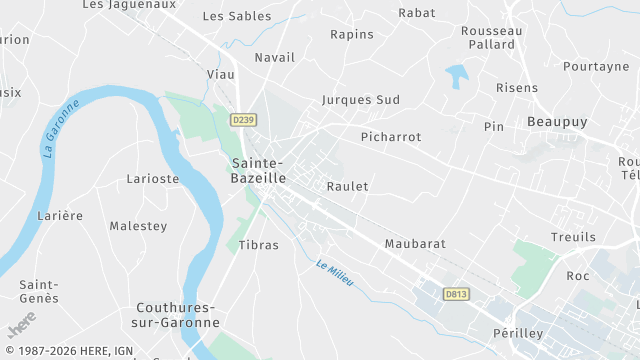 Carte de la zone d'intervention à Sainte-Bazeille