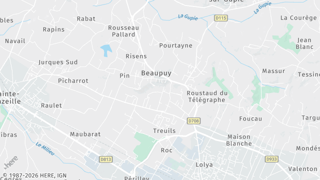 Carte de la zone d'intervention à Beaupuy