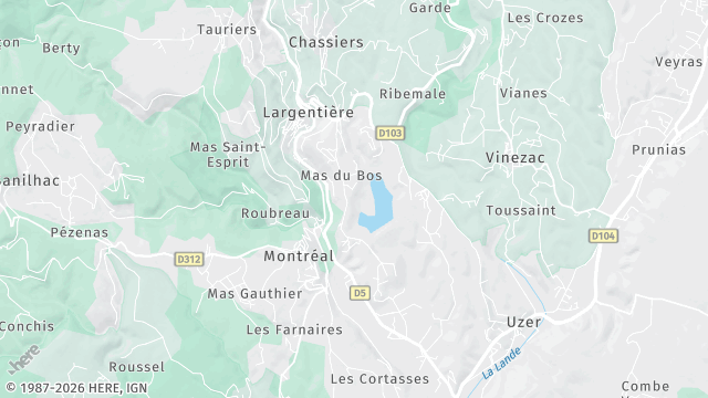 Carte de la zone d'intervention à Largentière