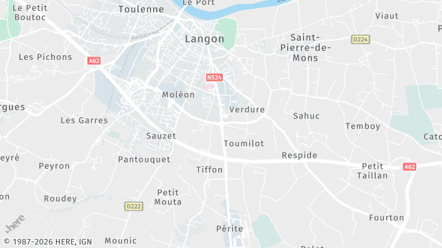 Carte de la zone d'intervention à Langon