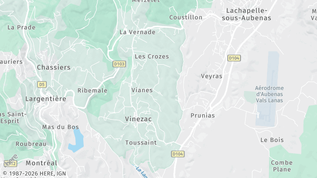 Carte de la zone d'intervention à Vinezac
