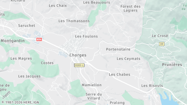 Carte de la zone d'intervention à Chorges