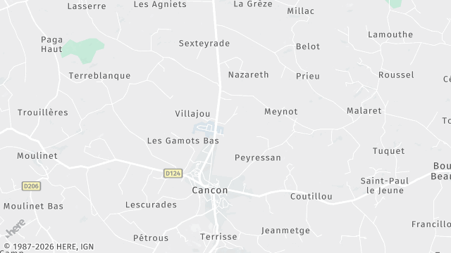 Carte de la zone d'intervention à Cancon