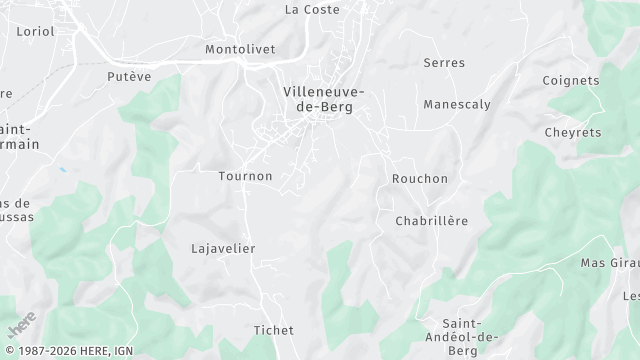 Carte de la zone d'intervention à Villeneuve-de-Berg