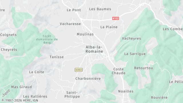 Carte de la zone d'intervention à Alba-la-Romaine