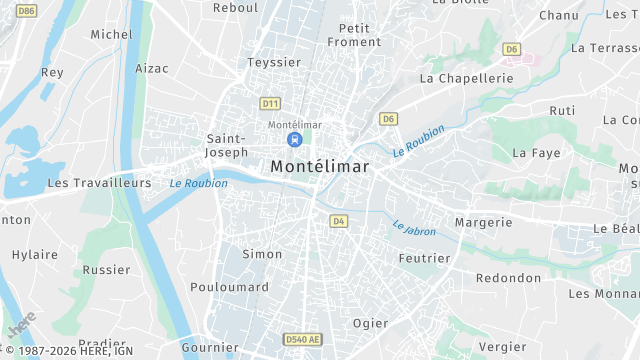 Carte de la zone d'intervention à Montélimar