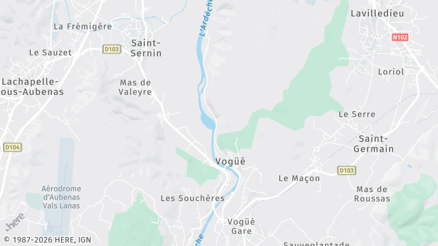 Carte de la zone d'intervention à Vogüé