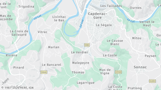 Carte de la zone d'intervention à Capdenac-Gare