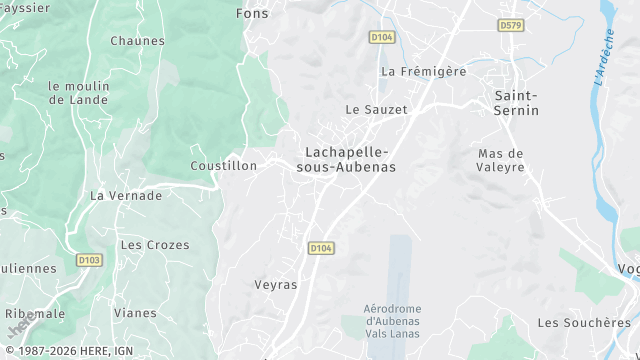 Carte de la zone d'intervention à Lachapelle-sous-Aubenas