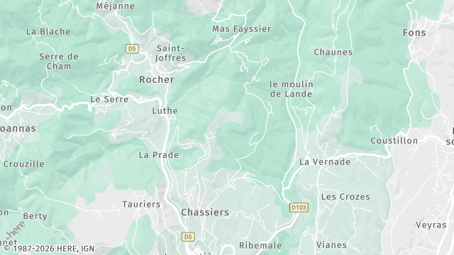 Carte de la zone d'intervention à Chassiers