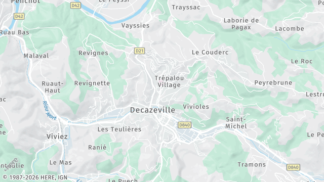 Carte de la zone d'intervention à Decazeville