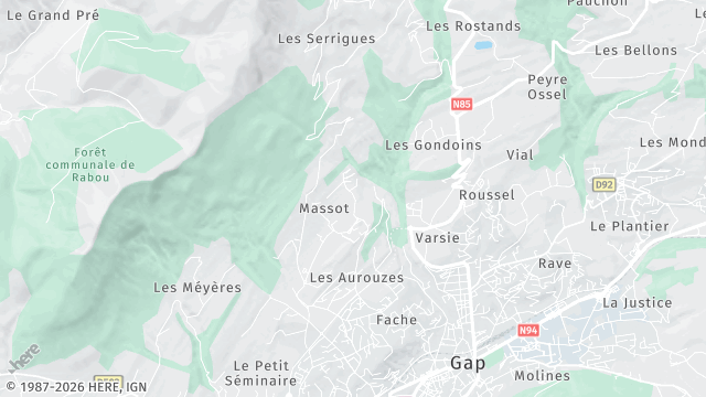 Carte de la zone d'intervention à Gap