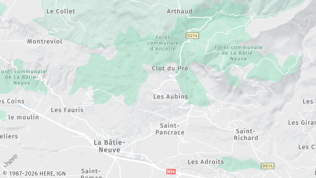 Carte de la zone d'intervention à La Bâtie-Neuve