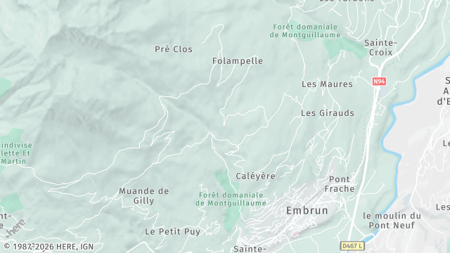 Carte de la zone d'intervention à Embrun
