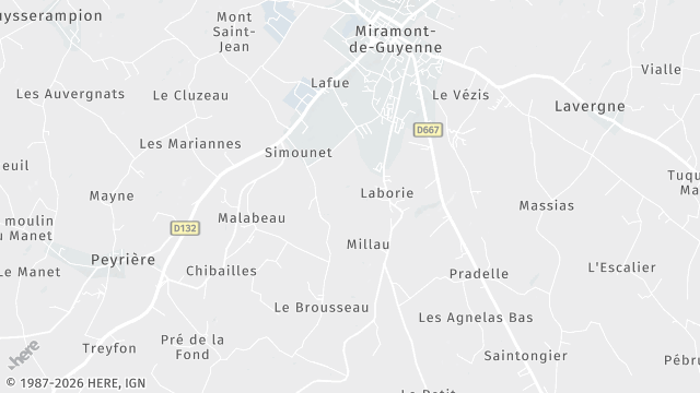 Carte de la zone d'intervention à Miramont-de-Guyenne