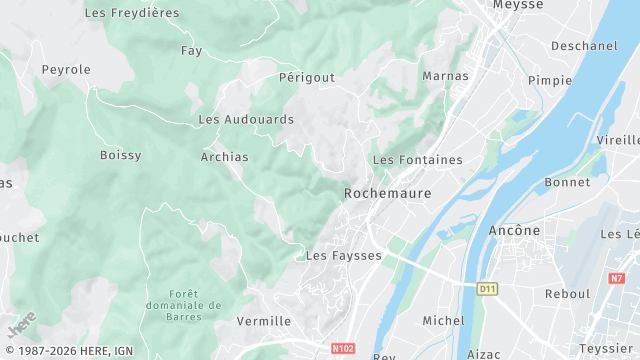 Carte de la zone d'intervention à Rochemaure