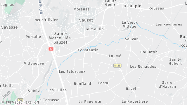 Carte de la zone d'intervention à Sauzet