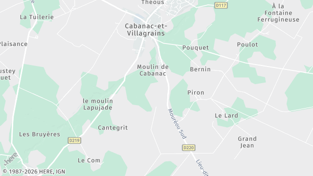Carte de la zone d'intervention à Cabanac-et-Villagrains