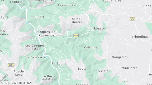 Carte de la zone d'intervention à Conques-en-Rouergue