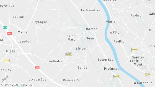 Carte de la zone d'intervention à Barsac