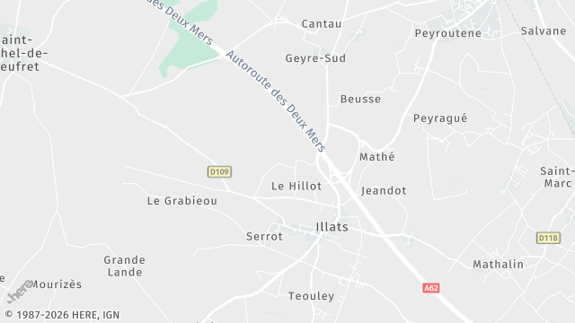 Carte de la zone d'intervention à Illats