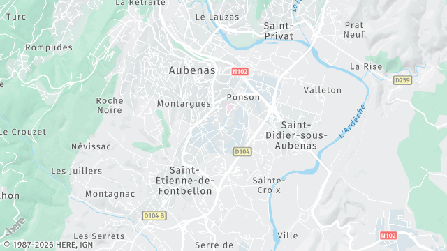 Carte de la zone d'intervention à Aubenas
