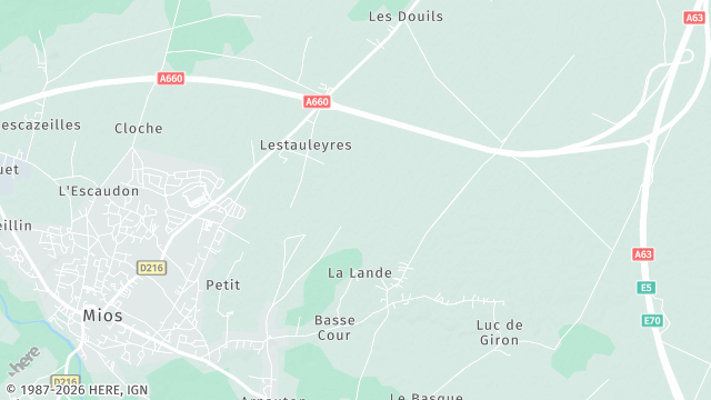 Carte de la zone d'intervention à Mios