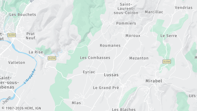 Carte de la zone d'intervention à Lussas
