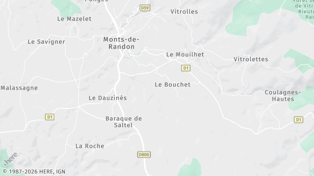 Carte de la zone d'intervention à Monts-de-Randon