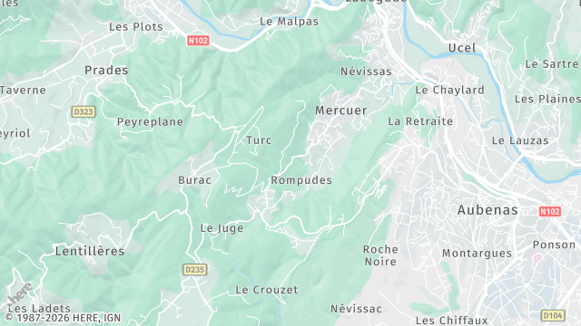 Carte de la zone d'intervention à Mercuer