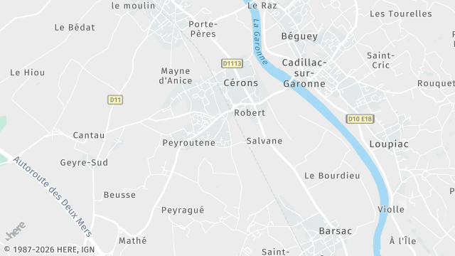 Carte de la zone d'intervention à Cérons