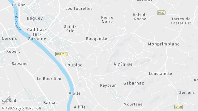 Carte de la zone d'intervention à Loupiac