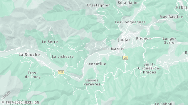 Carte de la zone d'intervention à Jaujac