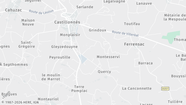 Carte de la zone d'intervention à Castillonnès