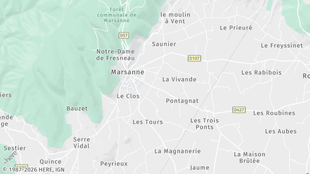 Carte de la zone d'intervention à Marsanne