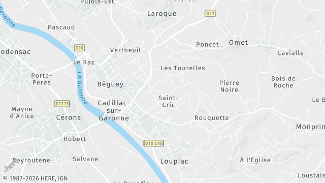 Carte de la zone d'intervention à Cadillac-sur-Garonne