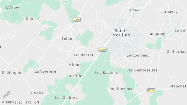 Carte de la zone d'intervention à Saint-Morillon