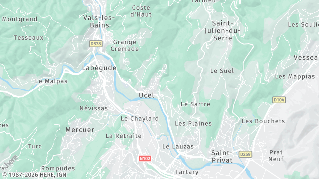 Carte de la zone d'intervention à Ucel