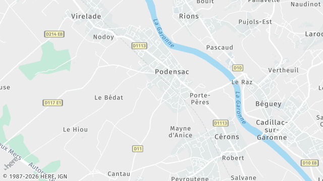 Carte de la zone d'intervention à Podensac